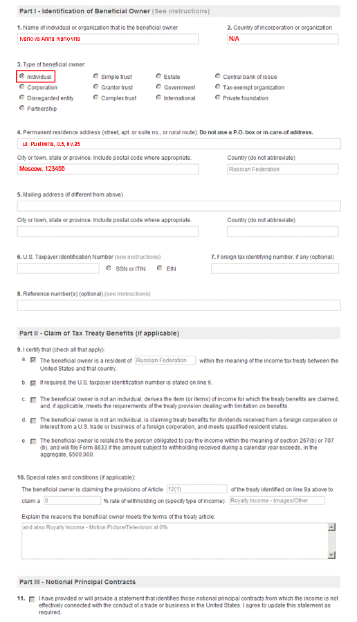 How to fill out the W-8BEN form on Shutterstock