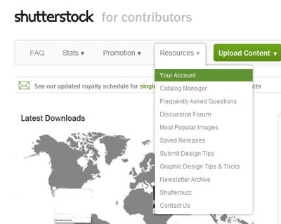 Portfolio sales control option on Shutterstock