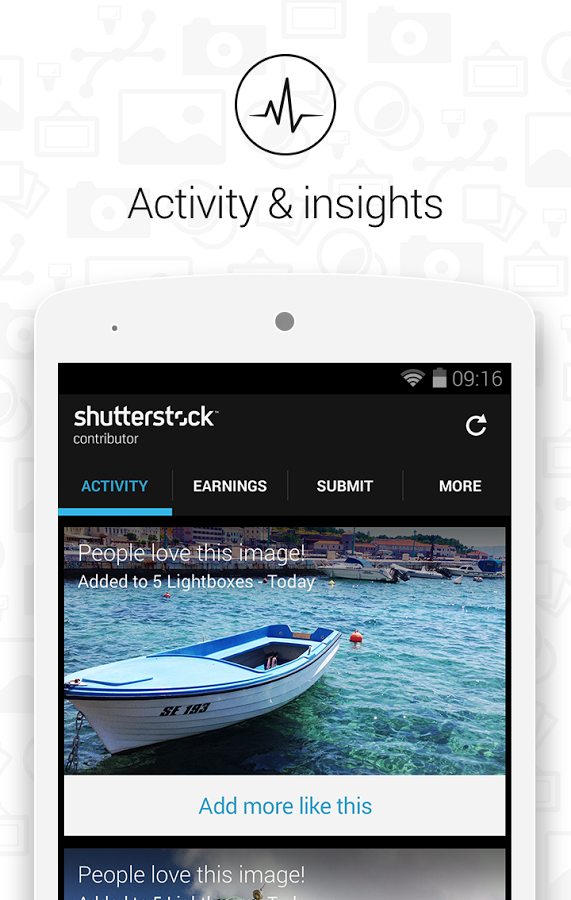 Shutterstock stats on mobile phone