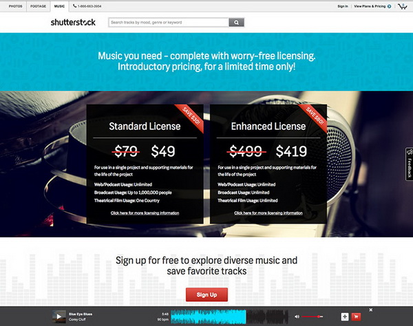 Music licensing on Shutterstock