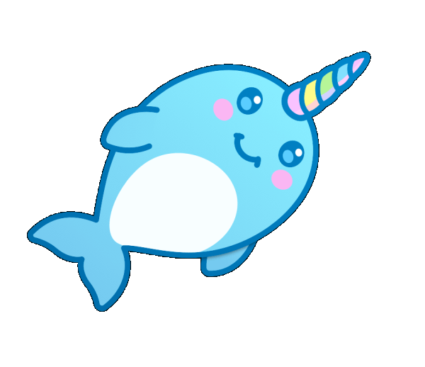 kawaii unicorn whale in a drawing