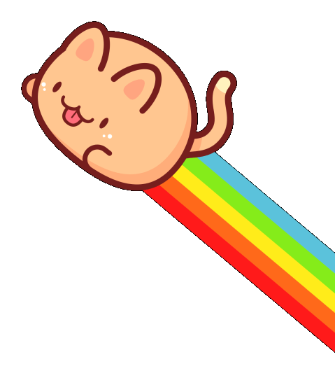 drawing of a cat on a rainbow