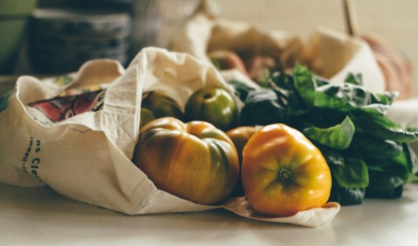 fabric bag with vegetables