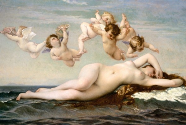 naked woman and cherubs