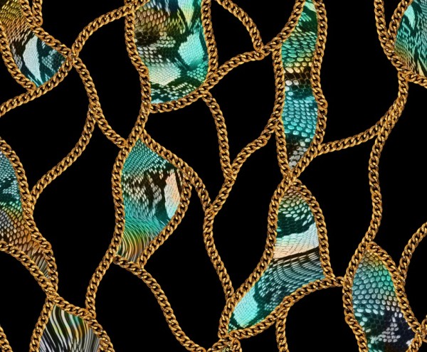 gold chains and snake skin in Shutterstock trends